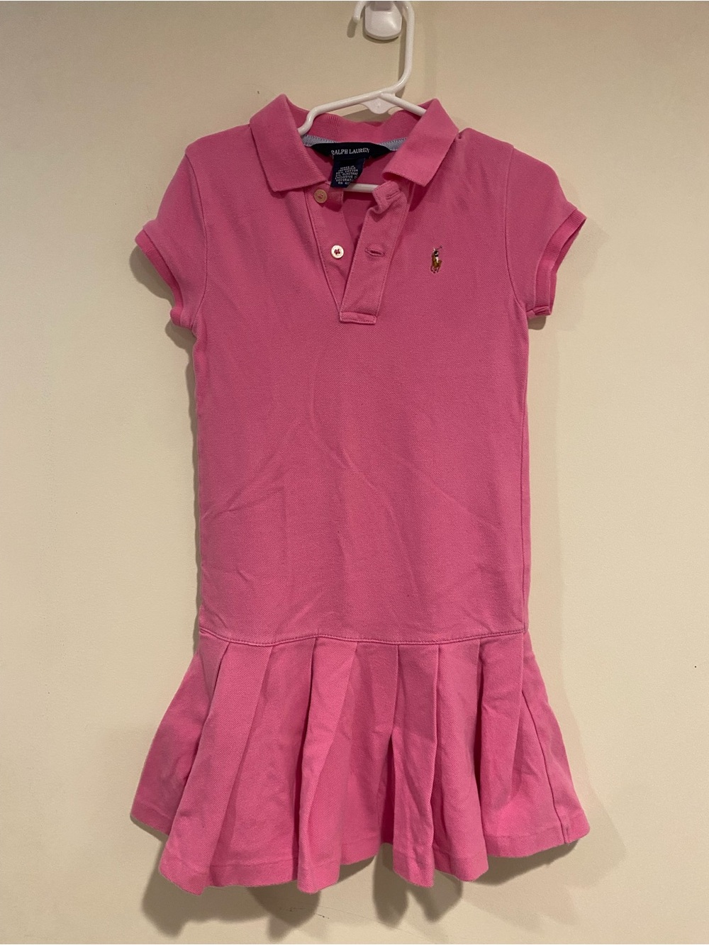 Ralph Lauren Girls Pink Polo Dress with Pleated Skirt